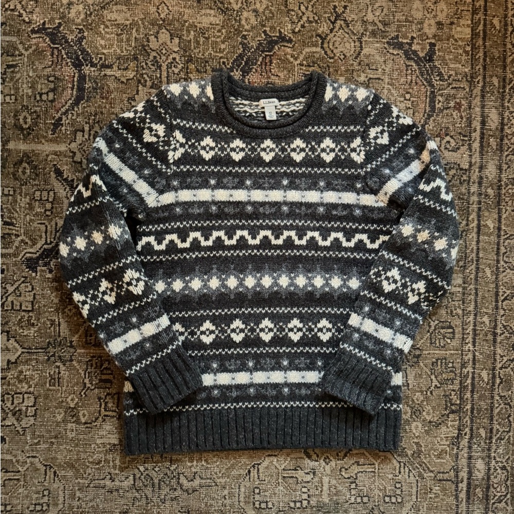 L.L. BEAN Fair Isle Nordic/Ragg Wool Crewneck Sweater
XS Gray 509038